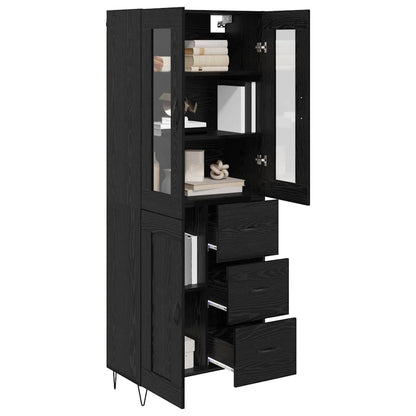 Highboard Black Oak 69.5 x 34 x 90 cm Engineered Wood