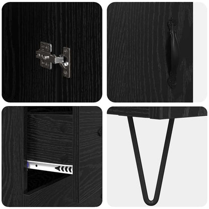 Highboard Black Oak 69.5 x 34 x 90 cm Engineered Wood