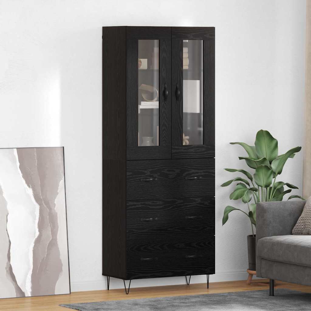 Highboard Black Oak 69.5 x 34 x 90 cm Engineered Wood