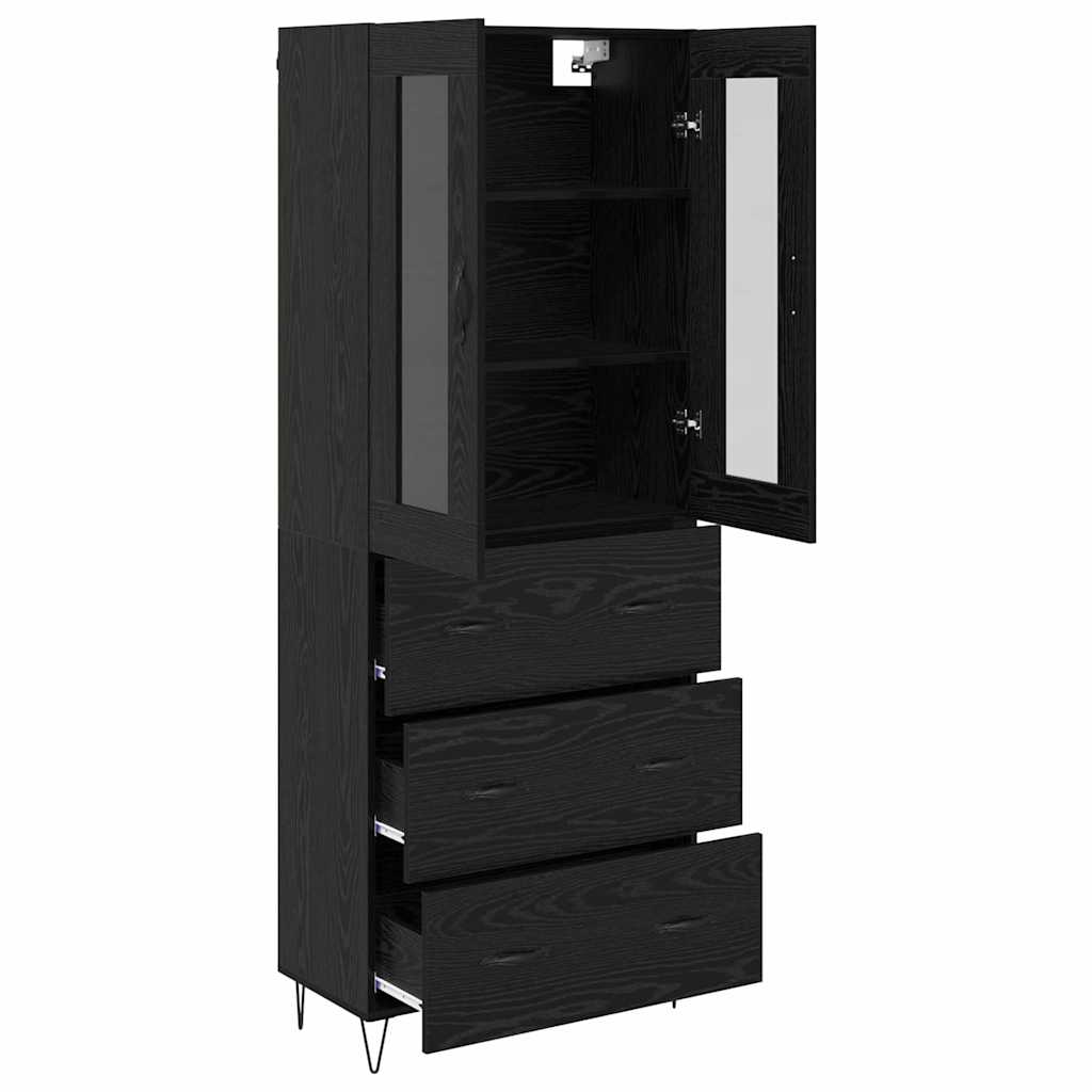 Highboard Black Oak 69.5 x 34 x 90 cm Engineered Wood