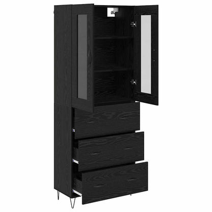 Highboard Black Oak 69.5 x 34 x 90 cm Engineered Wood