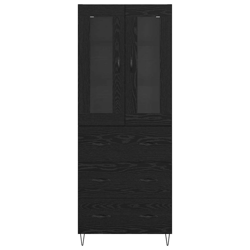 Highboard Black Oak 69.5 x 34 x 90 cm Engineered Wood