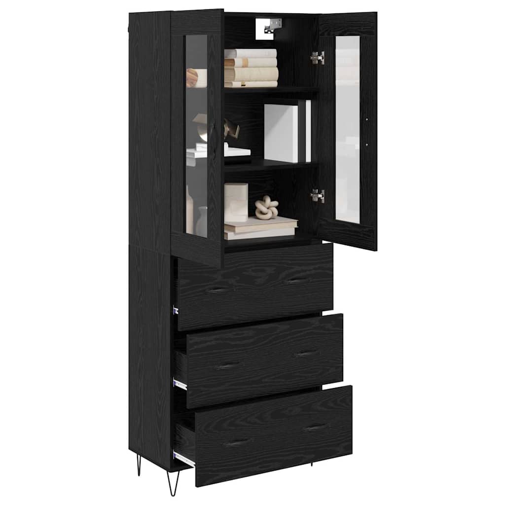 Highboard Black Oak 69.5 x 34 x 90 cm Engineered Wood
