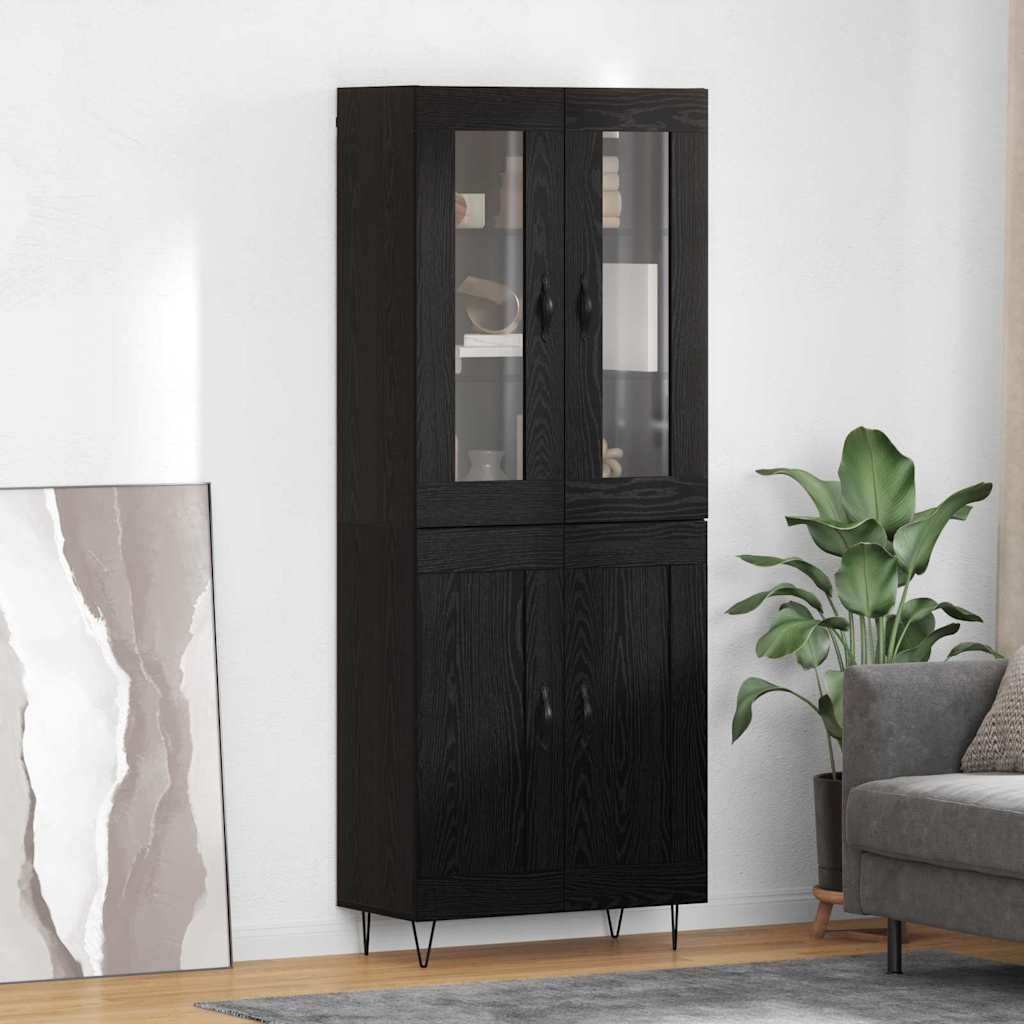 Highboard Black Oak 69.5 x 34 x 90 cm Engineered Wood