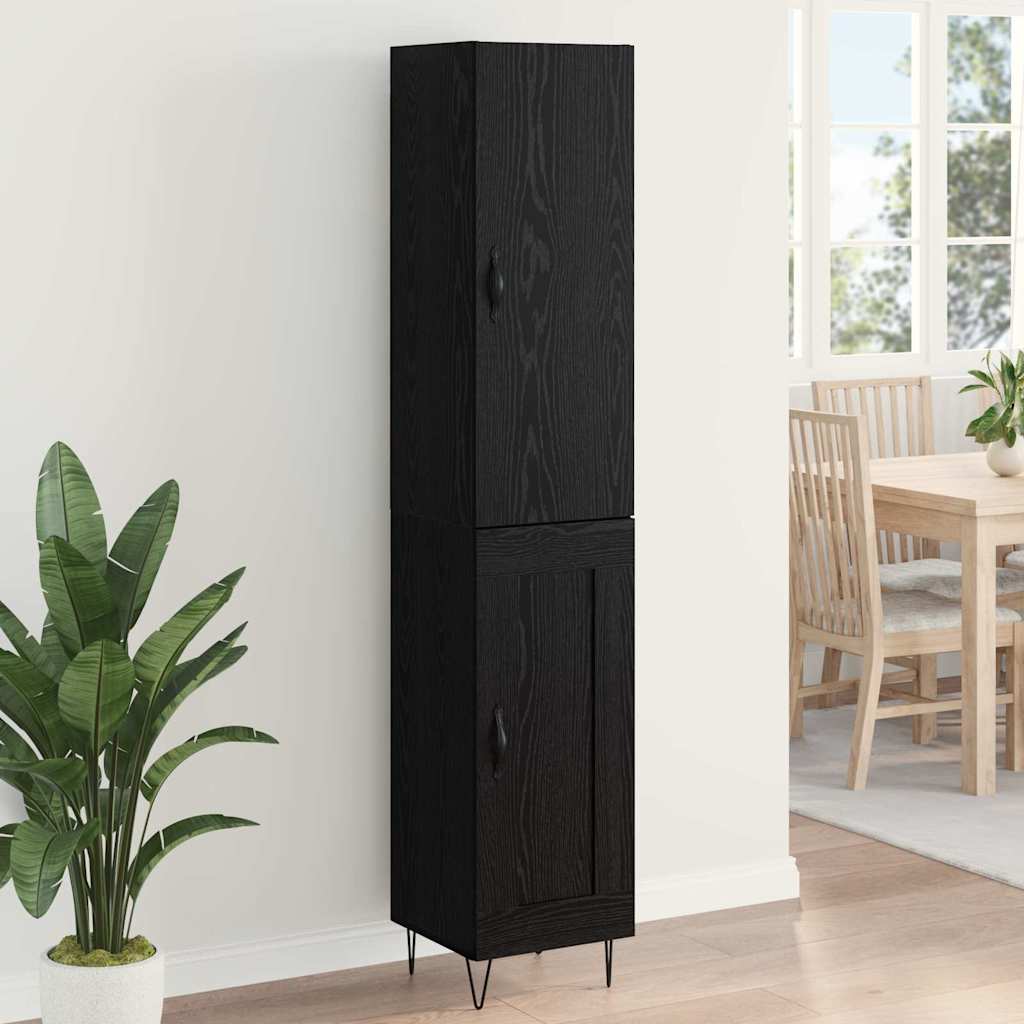 Highboard Black Oak 34.5 x 34 x 90 cm Engineered Wood