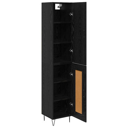 Highboard Black Oak 34.5 x 34 x 90 cm Engineered Wood