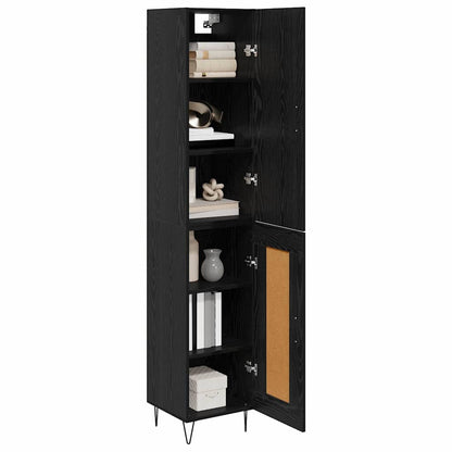 Highboard Black Oak 34.5 x 34 x 90 cm Engineered Wood