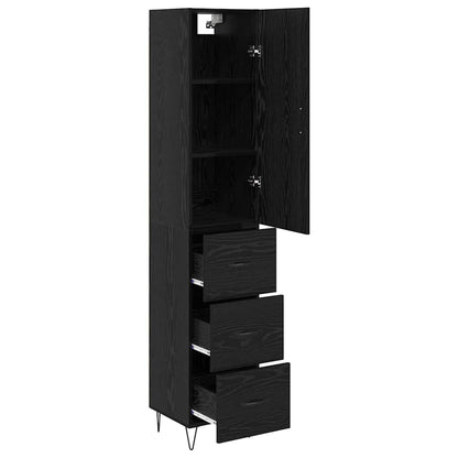 Highboard Black Oak 34.5 x 34 x 90 cm Engineered Wood