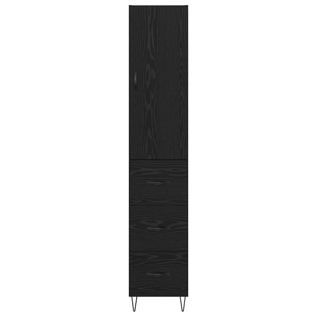Highboard Black Oak 34.5 x 34 x 90 cm Engineered Wood