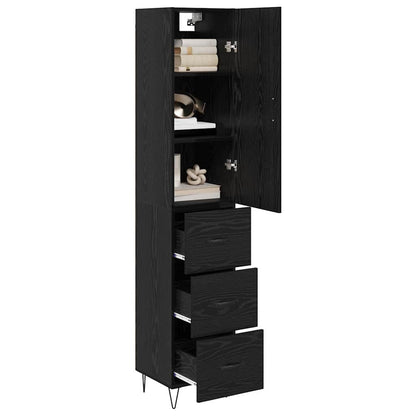 Highboard Black Oak 34.5 x 34 x 90 cm Engineered Wood