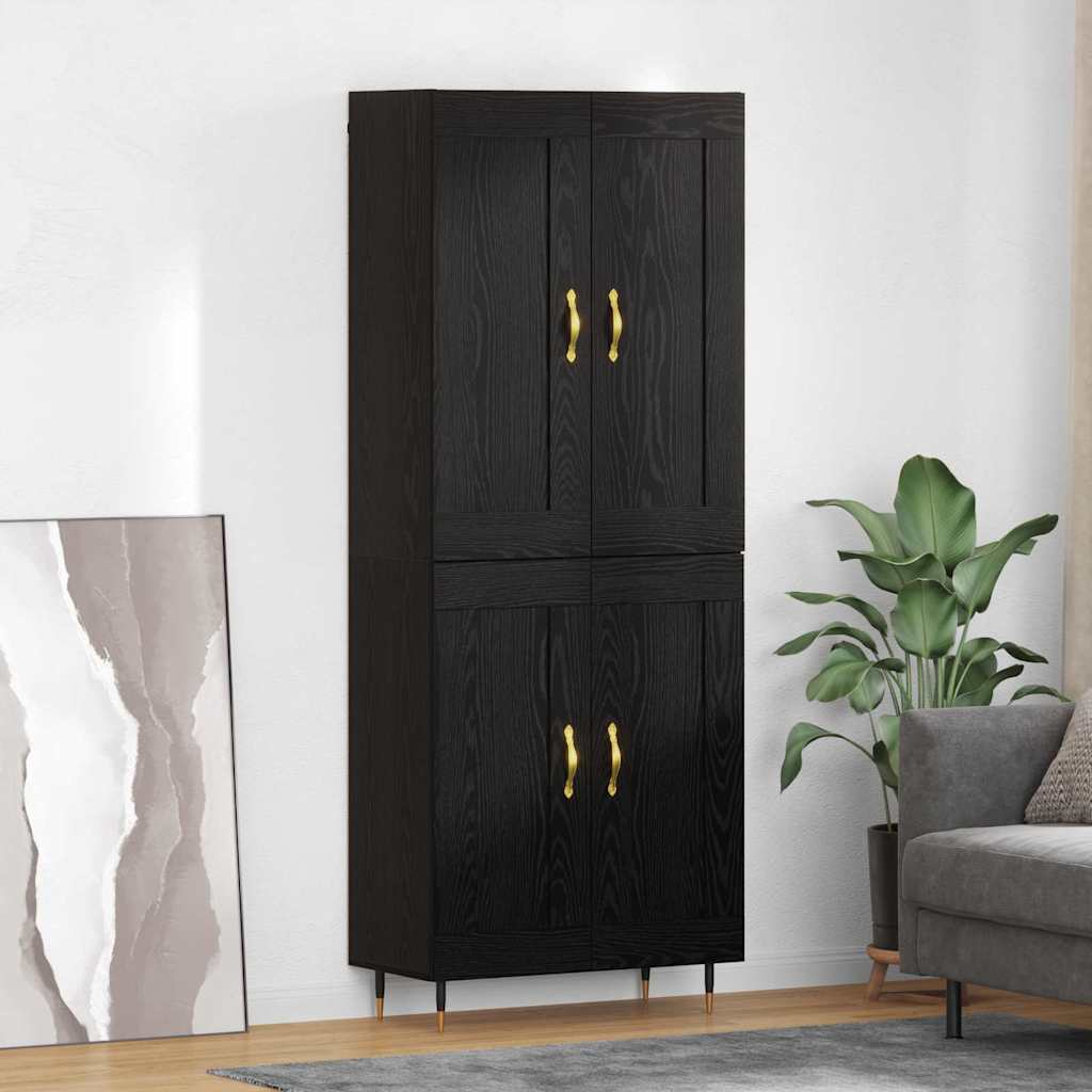 Highboard Black Oak 69.5 x 34 x 90 cm Engineered Wood