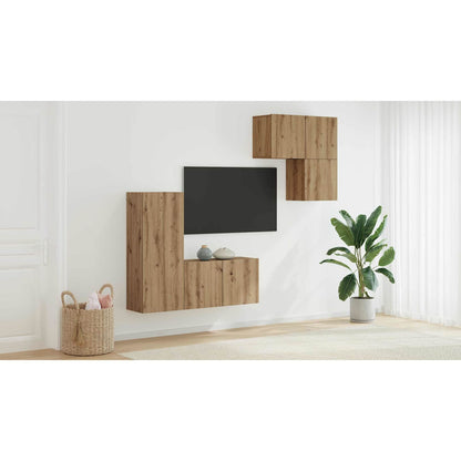TV Cabinet Wall-mounted 4 pcs Artisan Oak Engineered Wood