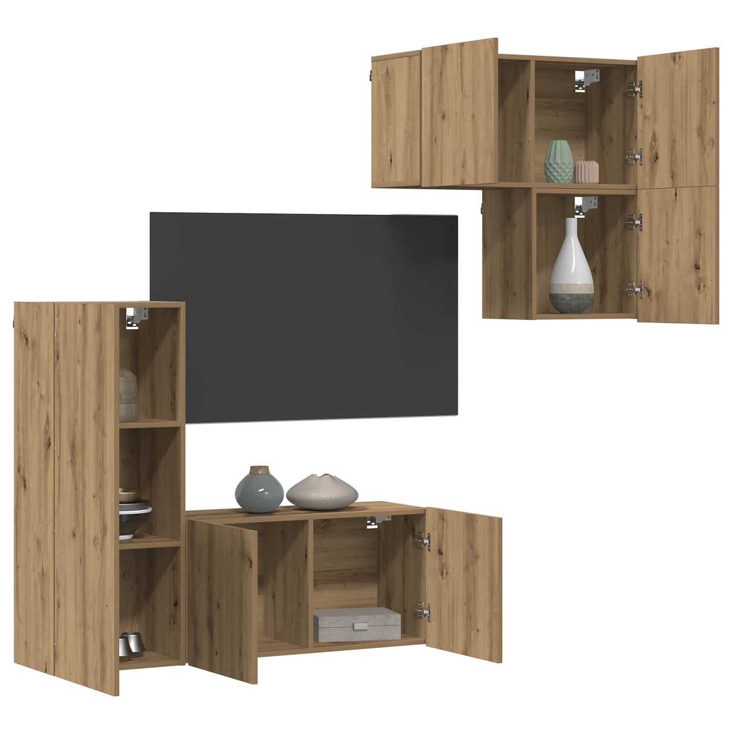 TV Cabinet Wall-mounted 4 pcs Artisan Oak Engineered Wood