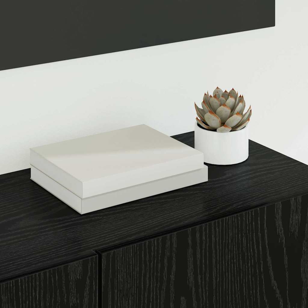 TV Cabinet Wall-mounted 4 pcs Black Oak Engineered Wood
