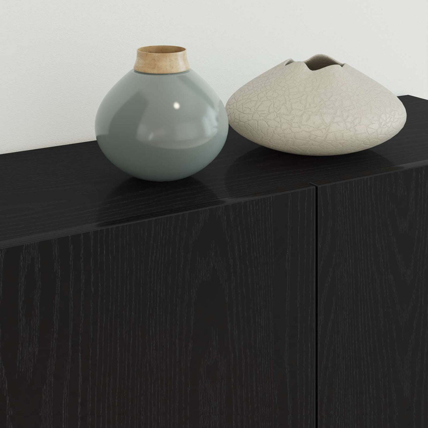 TV Cabinet Wall-mounted 4 pcs Black Oak Engineered Wood