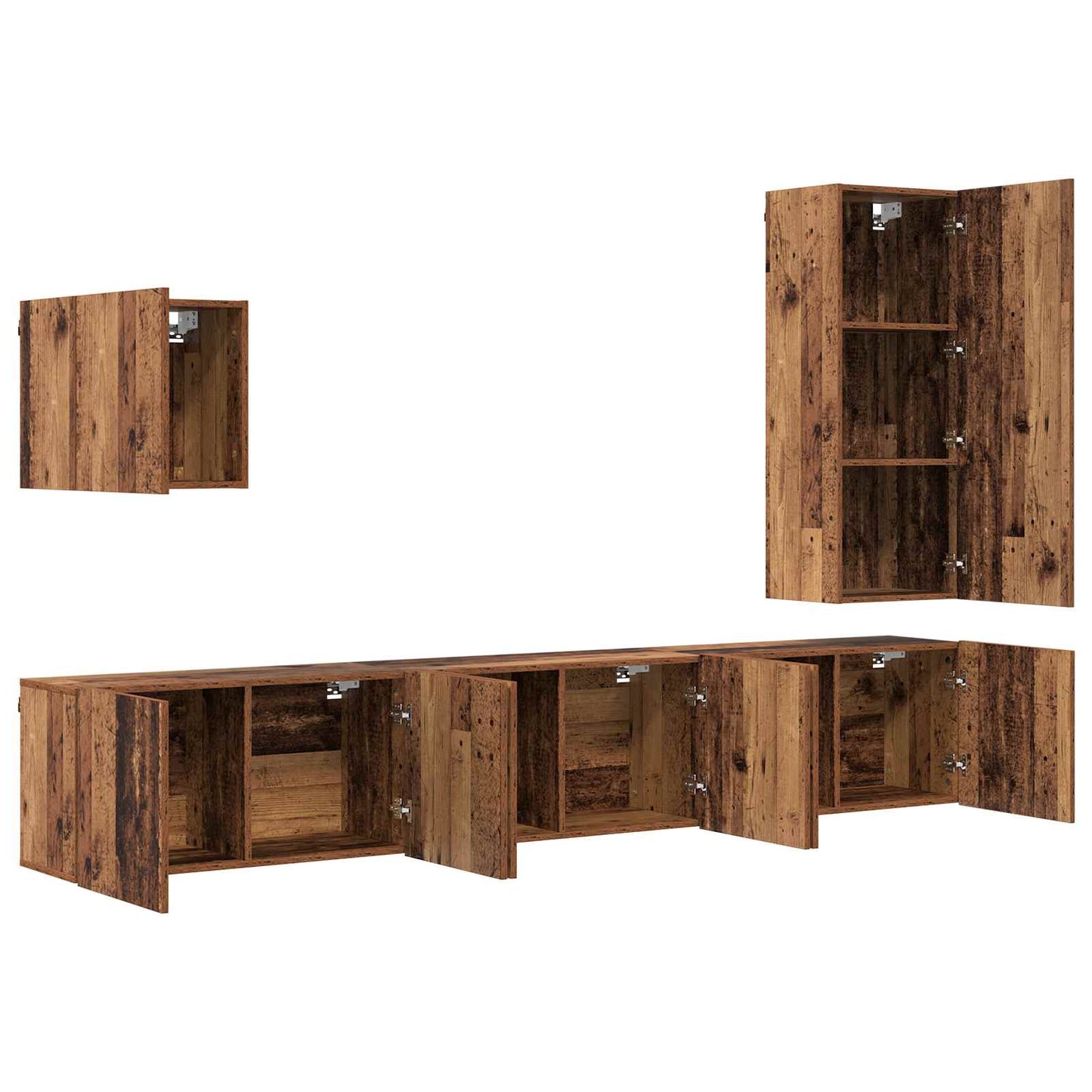 TV Wall Unit Wall-mounted 5 pcs Old Wood Engineered Wood