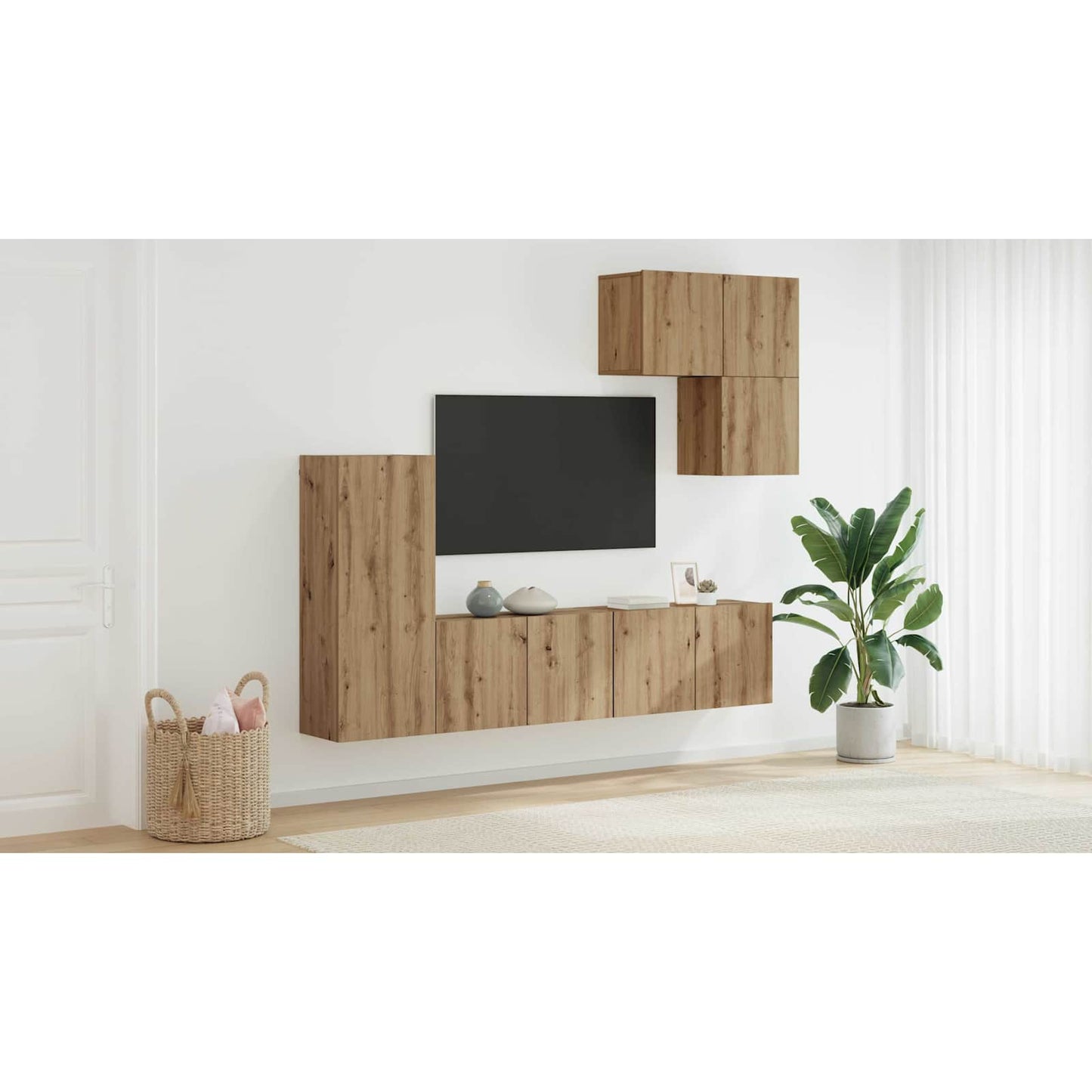 TV Wall Unit Wall-mounted 5 pcs Artisan Oak Engineered Wood