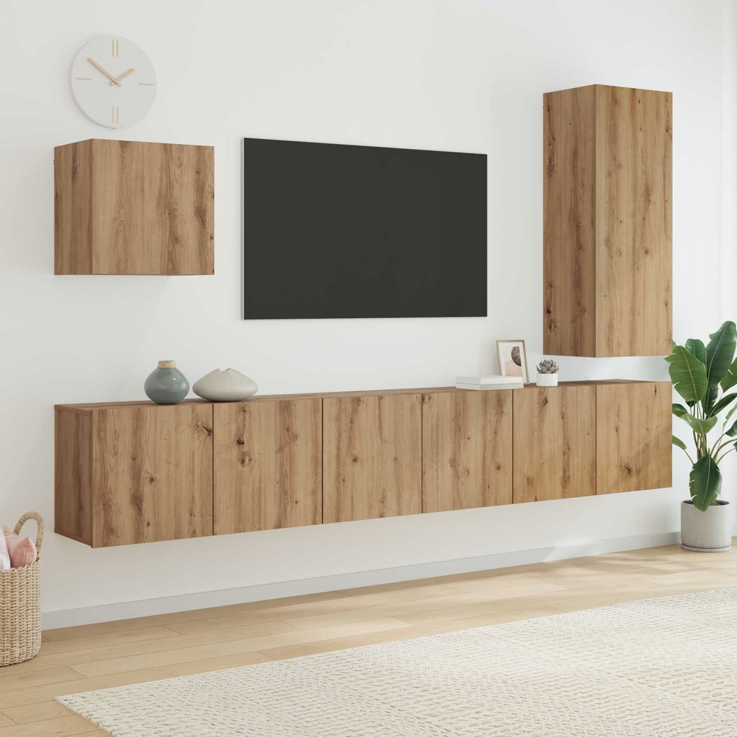 TV Wall Unit Wall-mounted 5 pcs Artisan Oak Engineered Wood