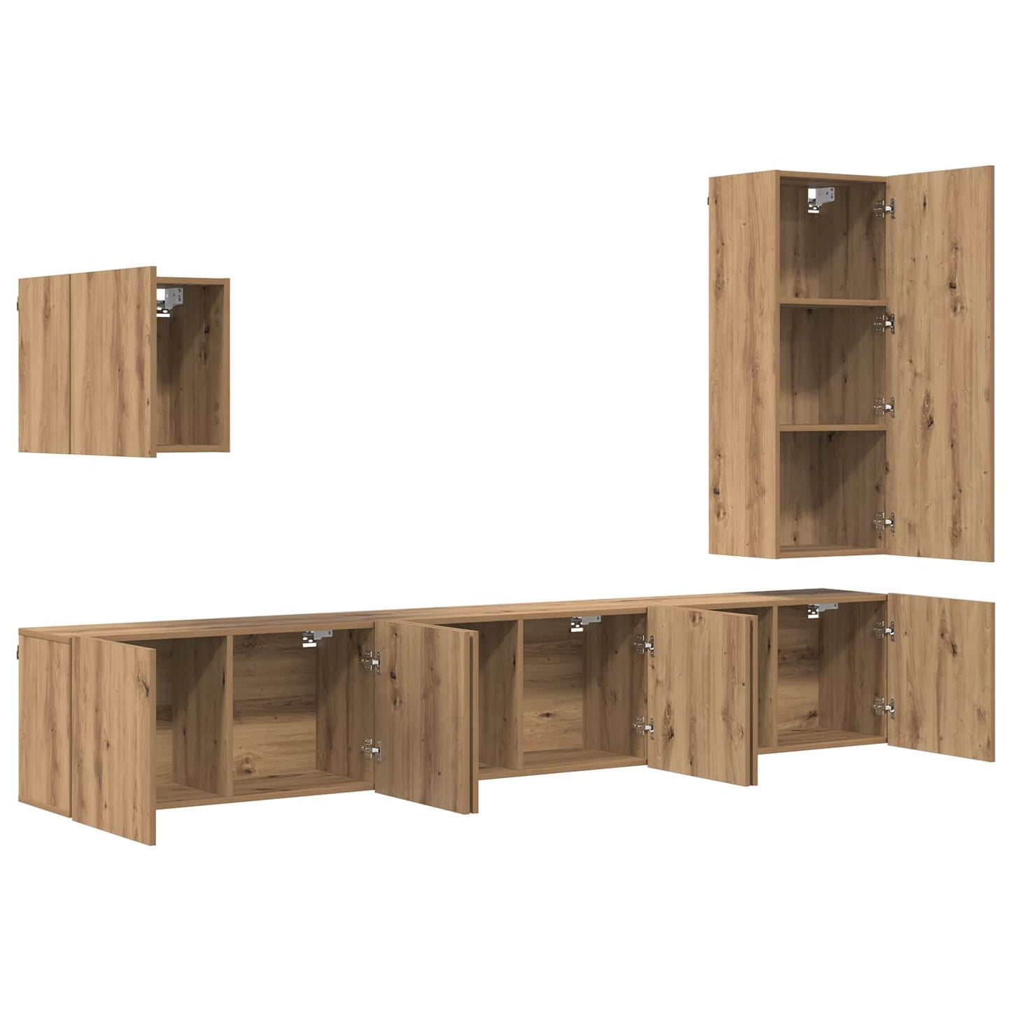 TV Wall Unit Wall-mounted 5 pcs Artisan Oak Engineered Wood