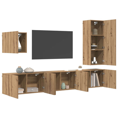 TV Wall Unit Wall-mounted 5 pcs Artisan Oak Engineered Wood
