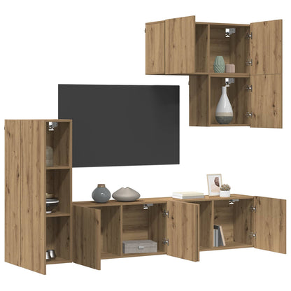 TV Wall Unit 5 pcs Artisan Oak Engineered Wood