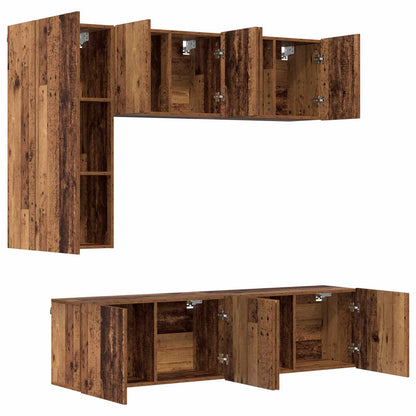 TV Wall Unit Wall-mounted 5 pcs Old Wood Engineered Wood