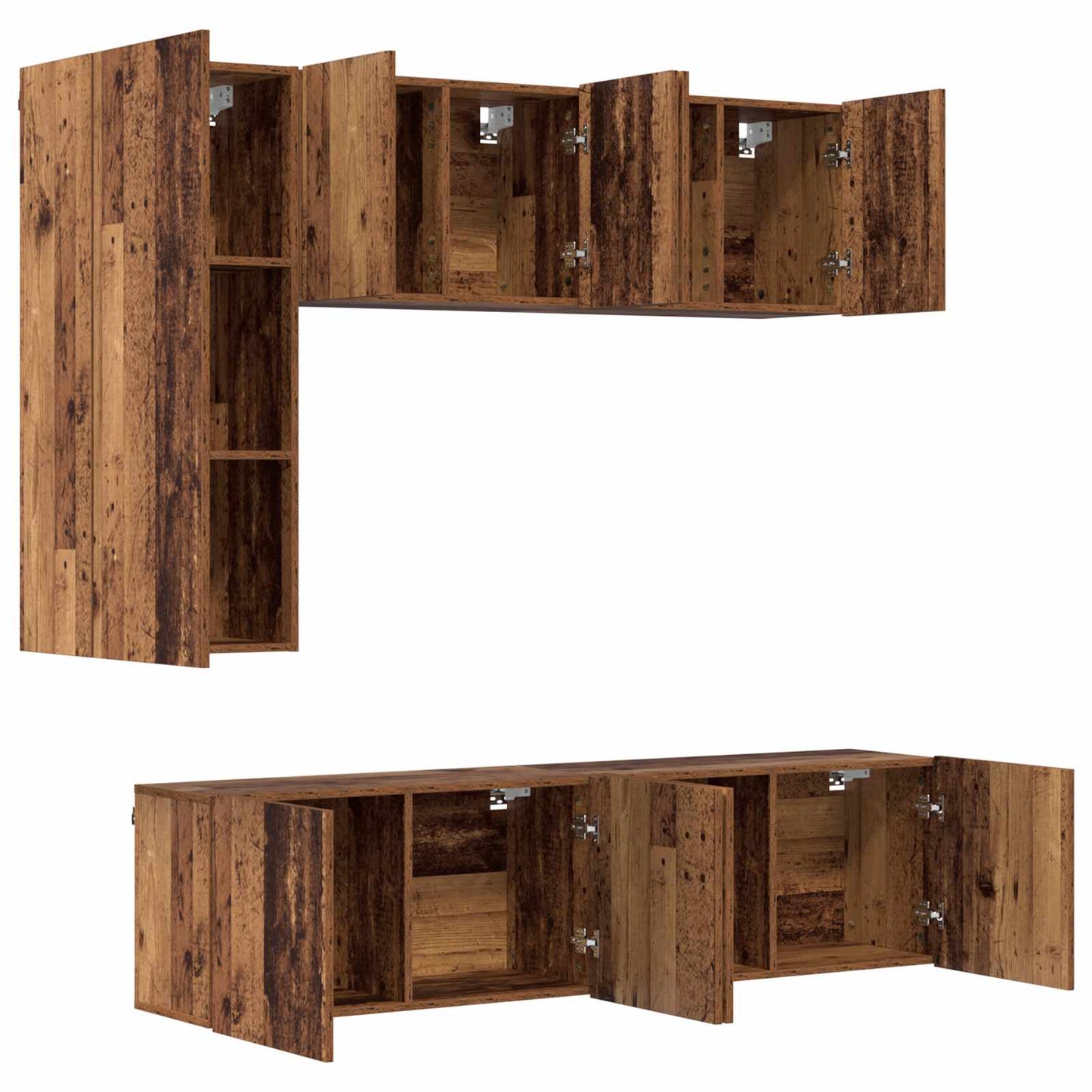 TV Wall Unit Wall-mounted 5 pcs Old Wood Engineered Wood