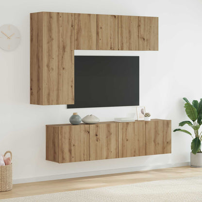 TV Wall Unit Wall-mounted 5 pcs Artisan Oak Engineered Wood