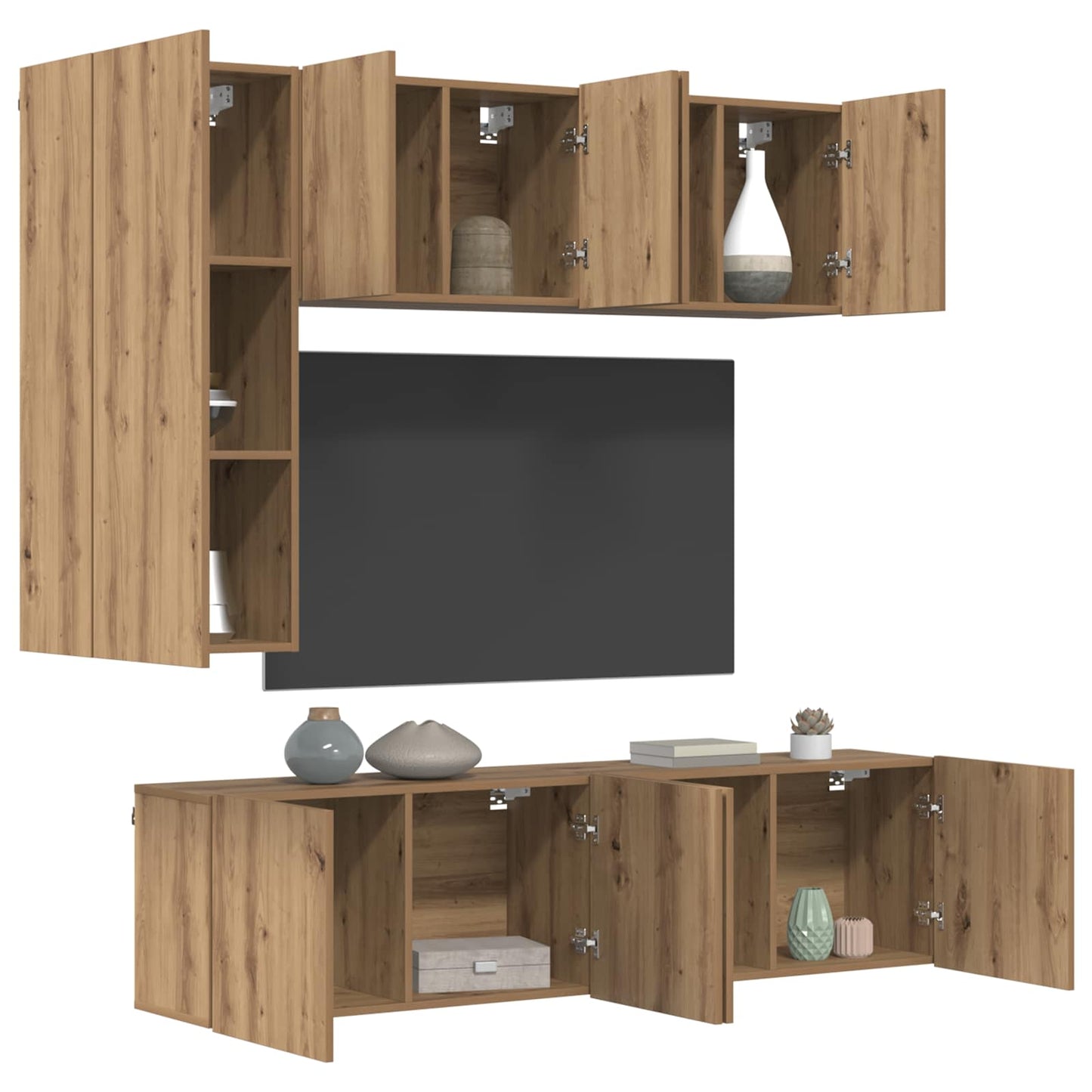 TV Wall Unit Wall-mounted 5 pcs Artisan Oak Engineered Wood