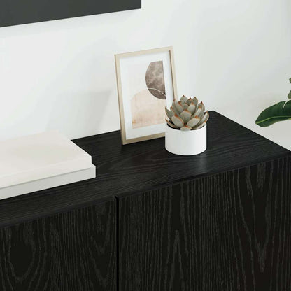 TV Wall Unit Wall-mounted 5 pcs Black Oak Engineered Wood