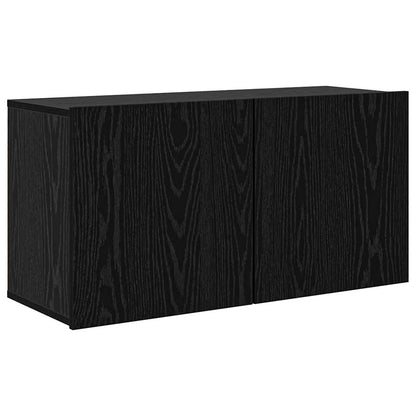 TV Wall Unit Wall-mounted 5 pcs Black Oak Engineered Wood