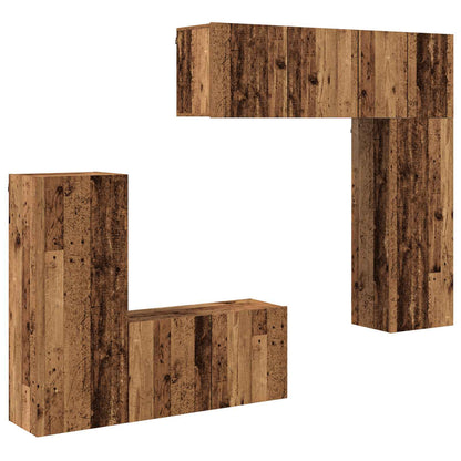 TV Wall Unit Wall-mounted 5 pcs Old Wood Engineered Wood
