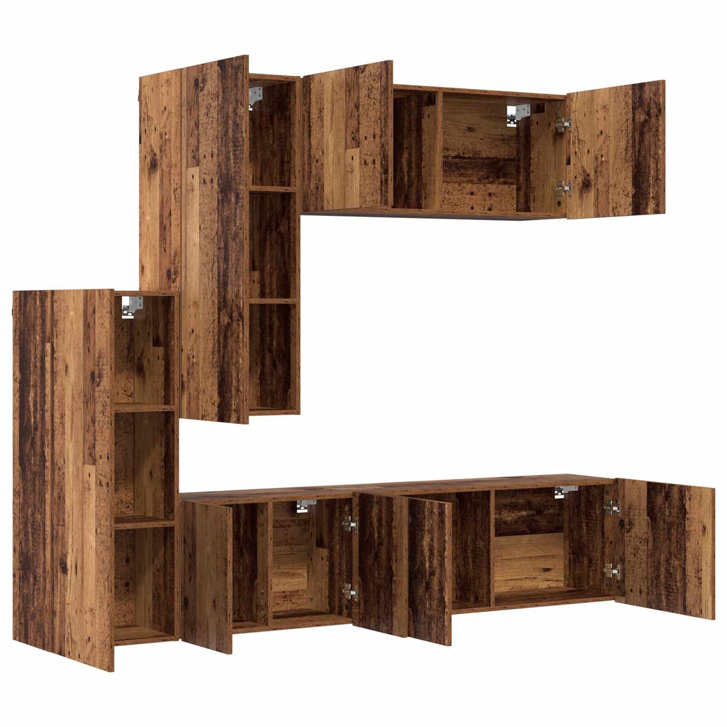 TV Wall Unit Wall-mounted 5 pcs Old Wood Engineered Wood