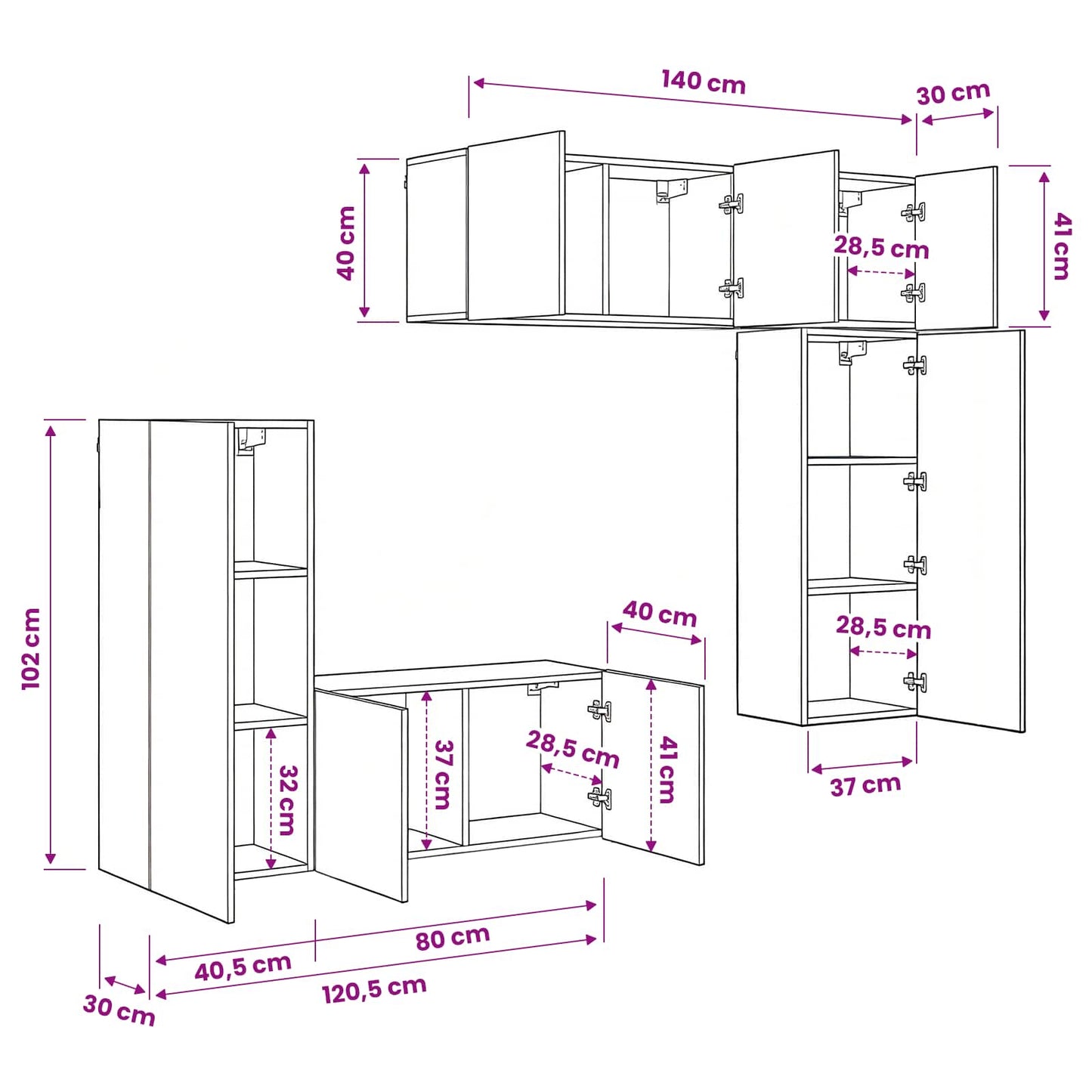 TV Wall Unit Wall-mounted 5 pcs Old Wood Engineered Wood