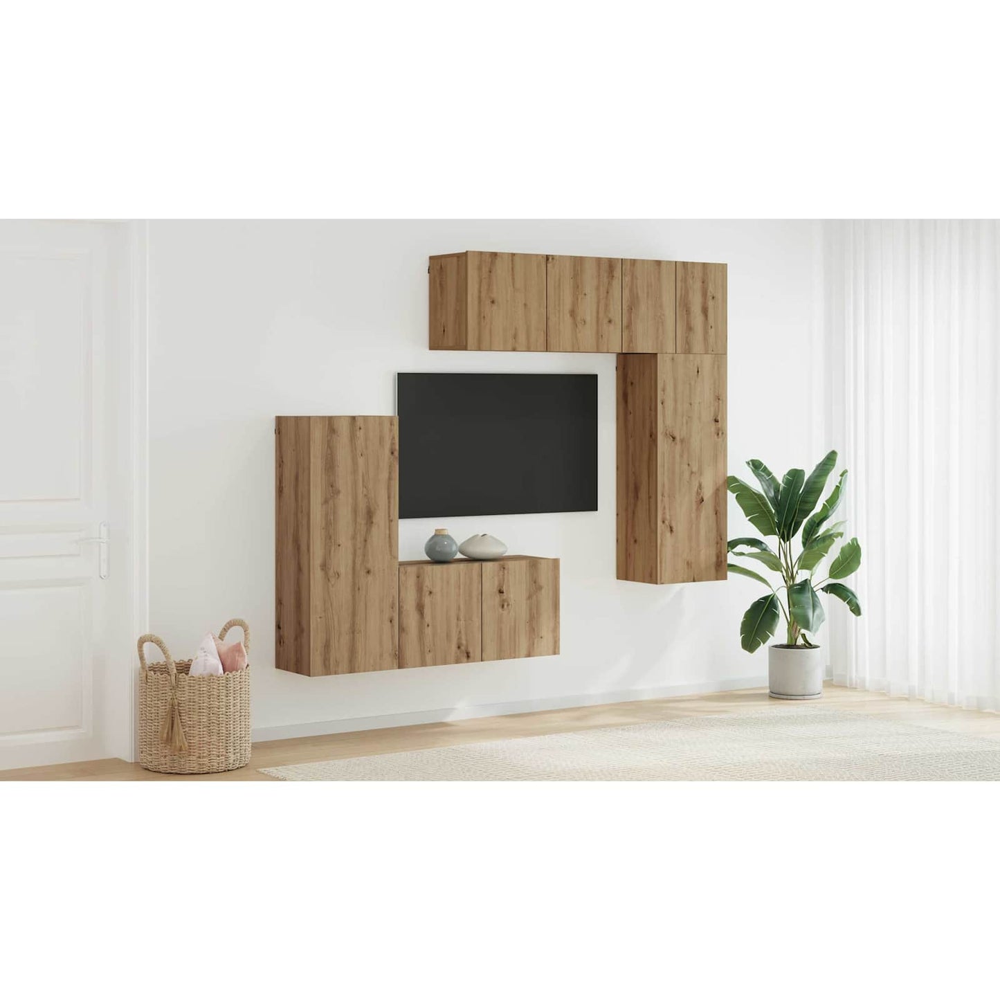 TV Wall Unit Wall-mounted 5 pcs Artisan Oak Engineered Wood