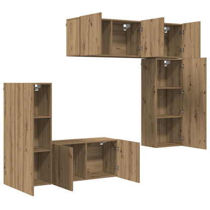 TV Wall Unit Wall-mounted 5 pcs Artisan Oak Engineered Wood