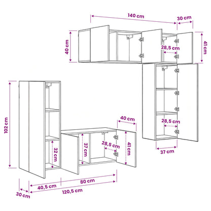 TV Wall Unit 5 pcs Artisan Oak Engineered Wood