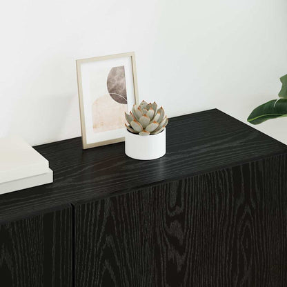 TV Wall Unit Wall-mounted 5 pcs Black oak Engineered Wood