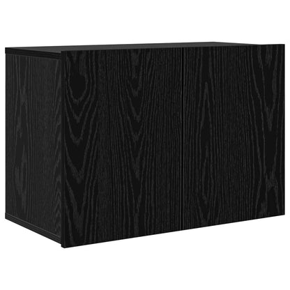 TV Wall Unit Wall-mounted 5 pcs Black oak Engineered Wood