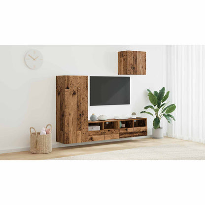 TV Wall Units 4 pcs Old Wood Engineered Wood