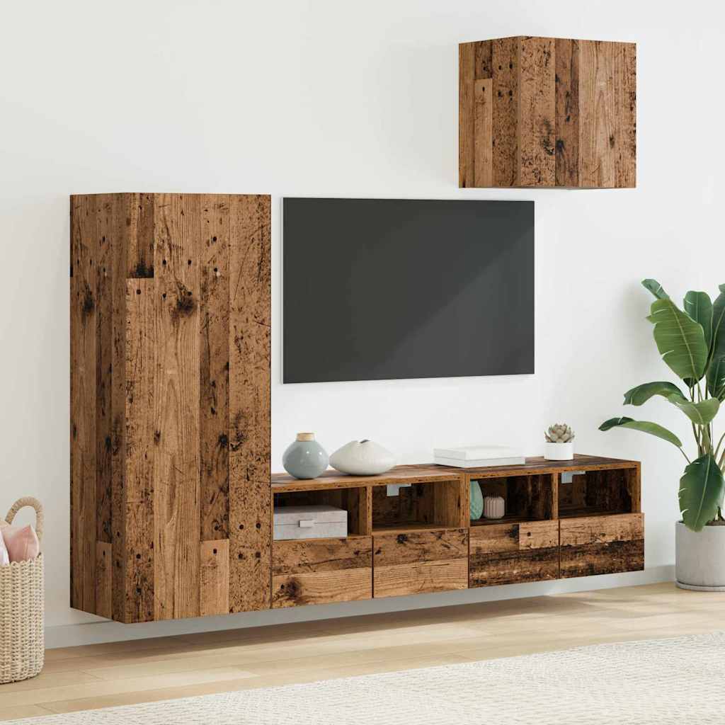 TV Wall Units 4 pcs Old Wood Engineered Wood