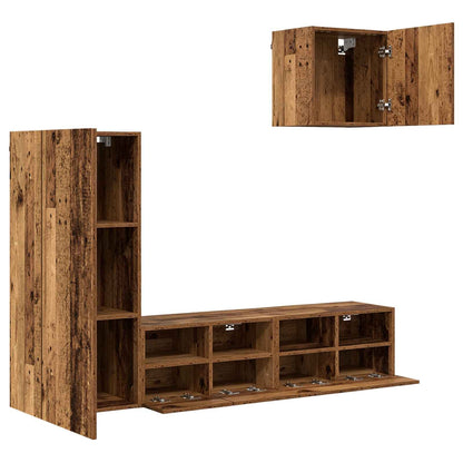 TV Wall Units 4 pcs Old Wood Engineered Wood