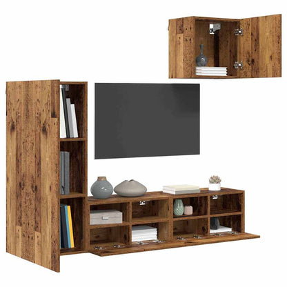 TV Wall Units 4 pcs Old Wood Engineered Wood