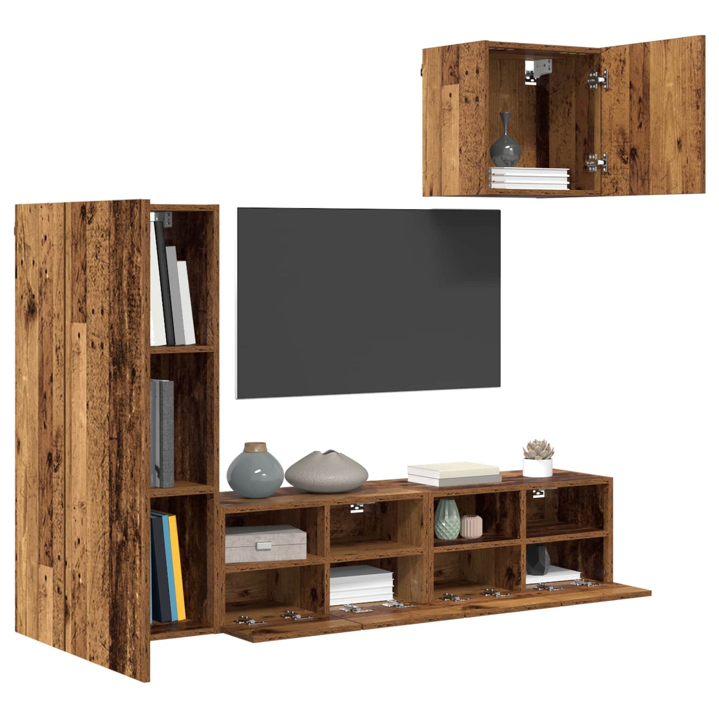 TV Wall Units 4 pcs Old Wood Engineered Wood
