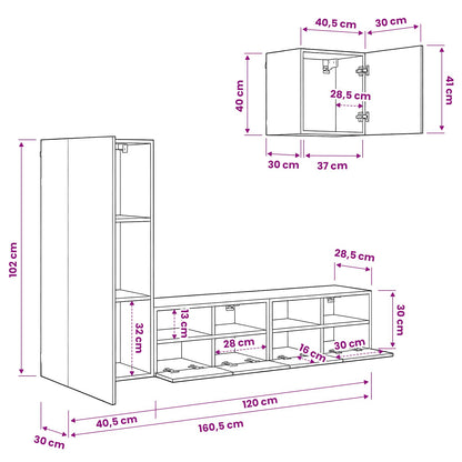 TV Wall Units 4 pcs Old Wood Engineered Wood