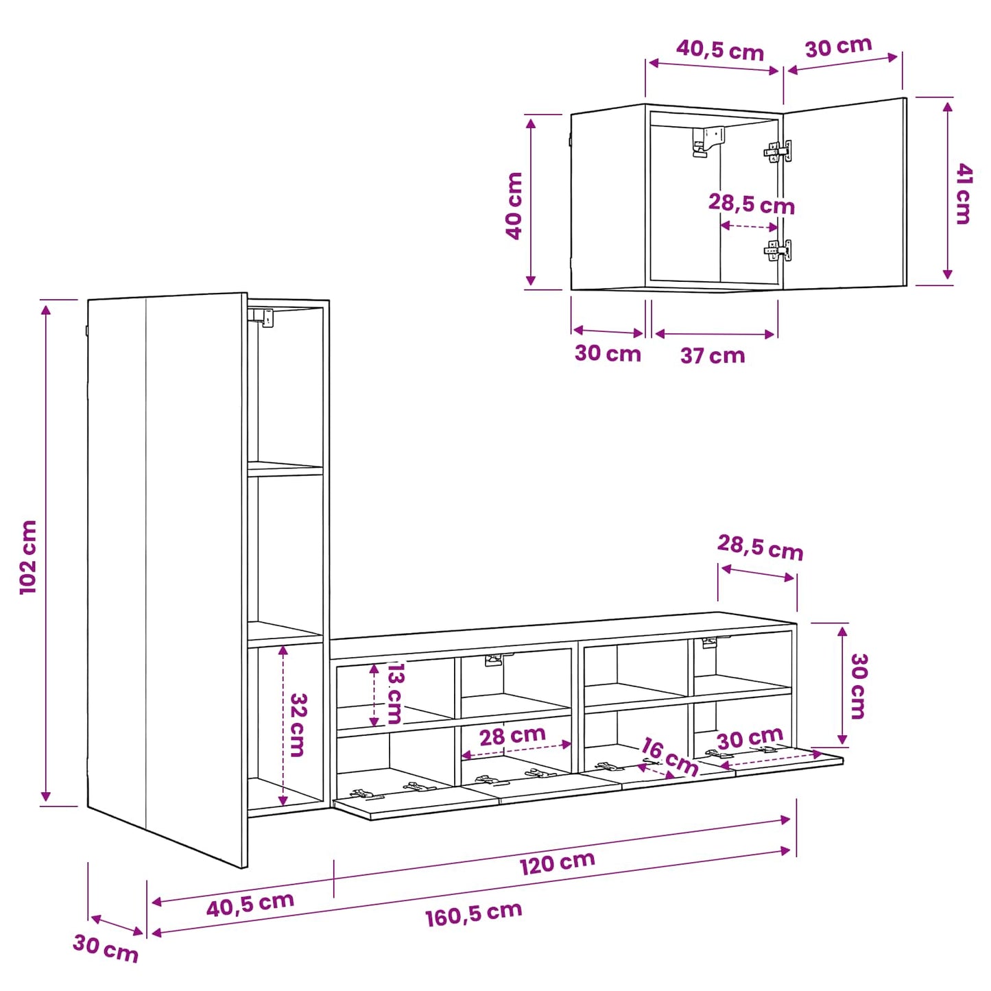 TV Wall Units 4 pcs Artisan Oak Engineered Wood