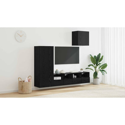 TV Wall Units 4 pcs Black Oak Engineered Wood