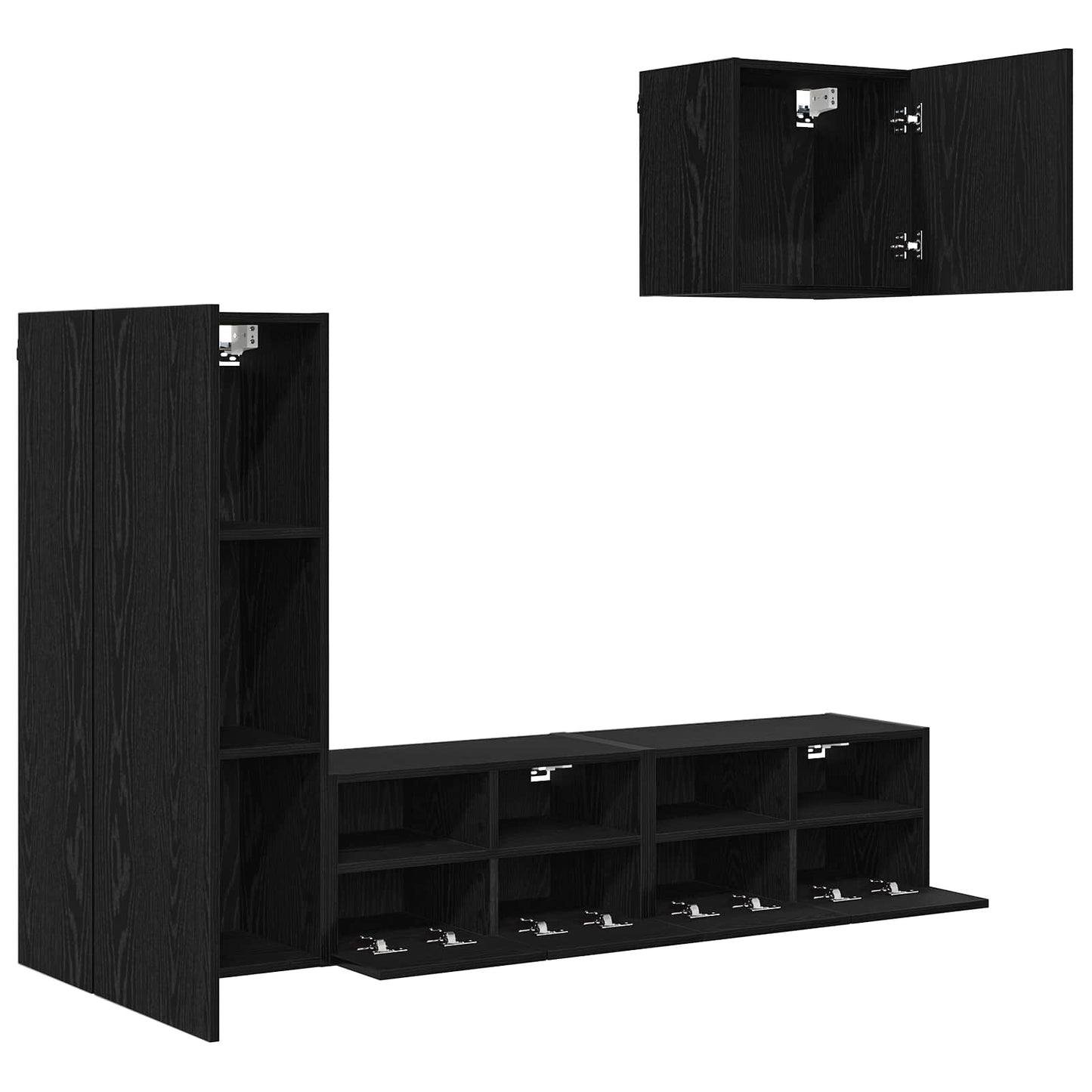 TV Wall Units 4 pcs Black Oak Engineered Wood