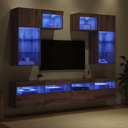 TV Wall Units Wall-mounted 6 pcs Old Wood Engineered Wood