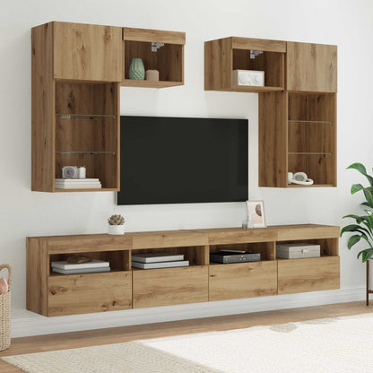 TV Wall Units Wall-mounted 6 pcs Old Wood Engineered Wood